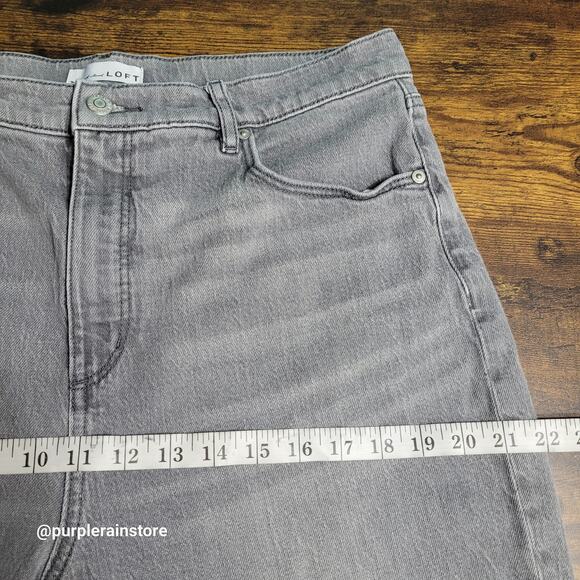 Loft Jeans Size 14 Straight Crop High Rise Tummy Control Stretch Denim - Picture 7 of 12